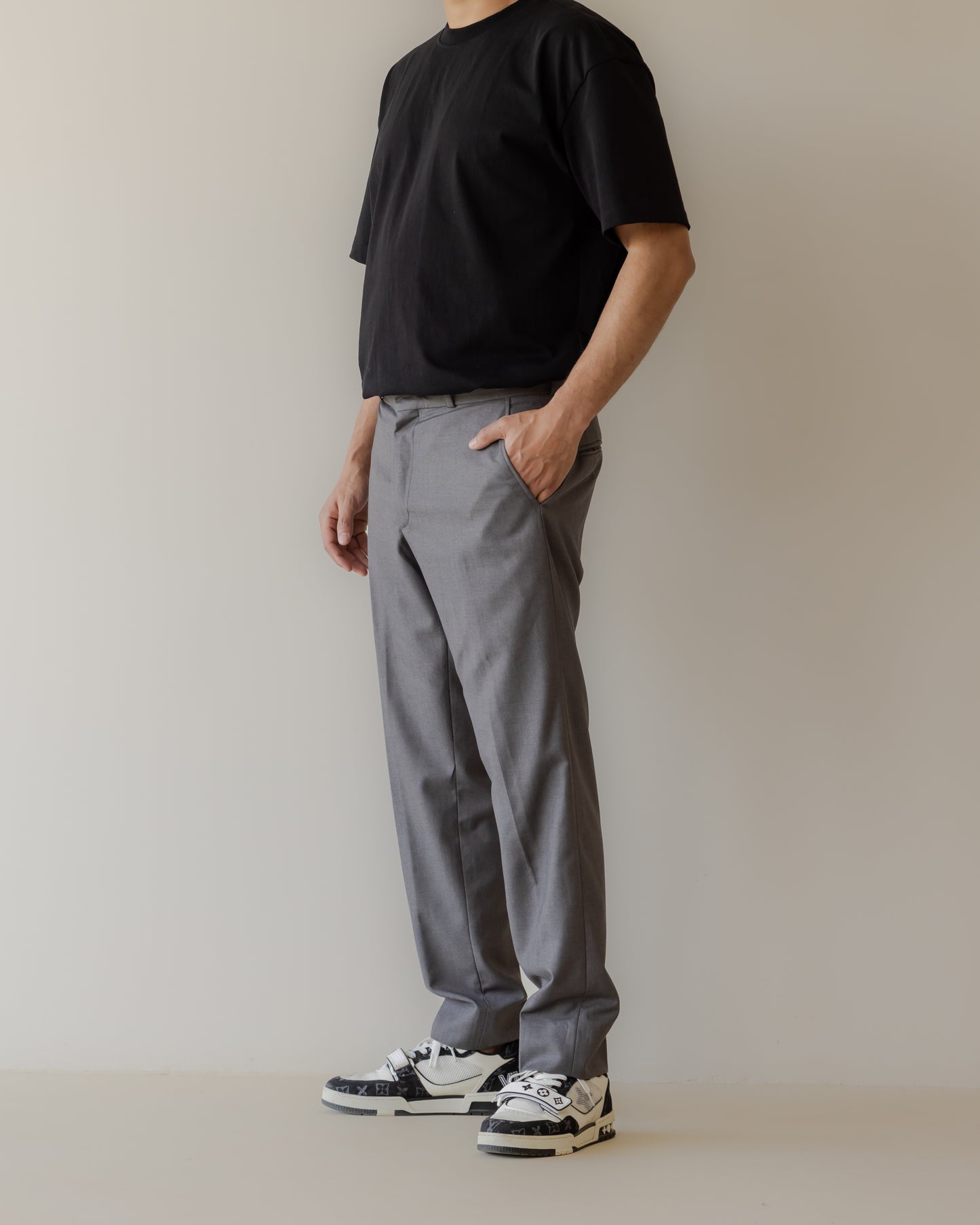 Relaxed Fit Pants -Light Grey